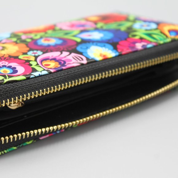 Wallet clutch folk folklore design flowers new - Picture 9 of 11